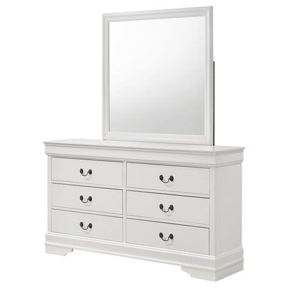Louis Philippe 6-drawer Dresser and Mirror White - 202443M