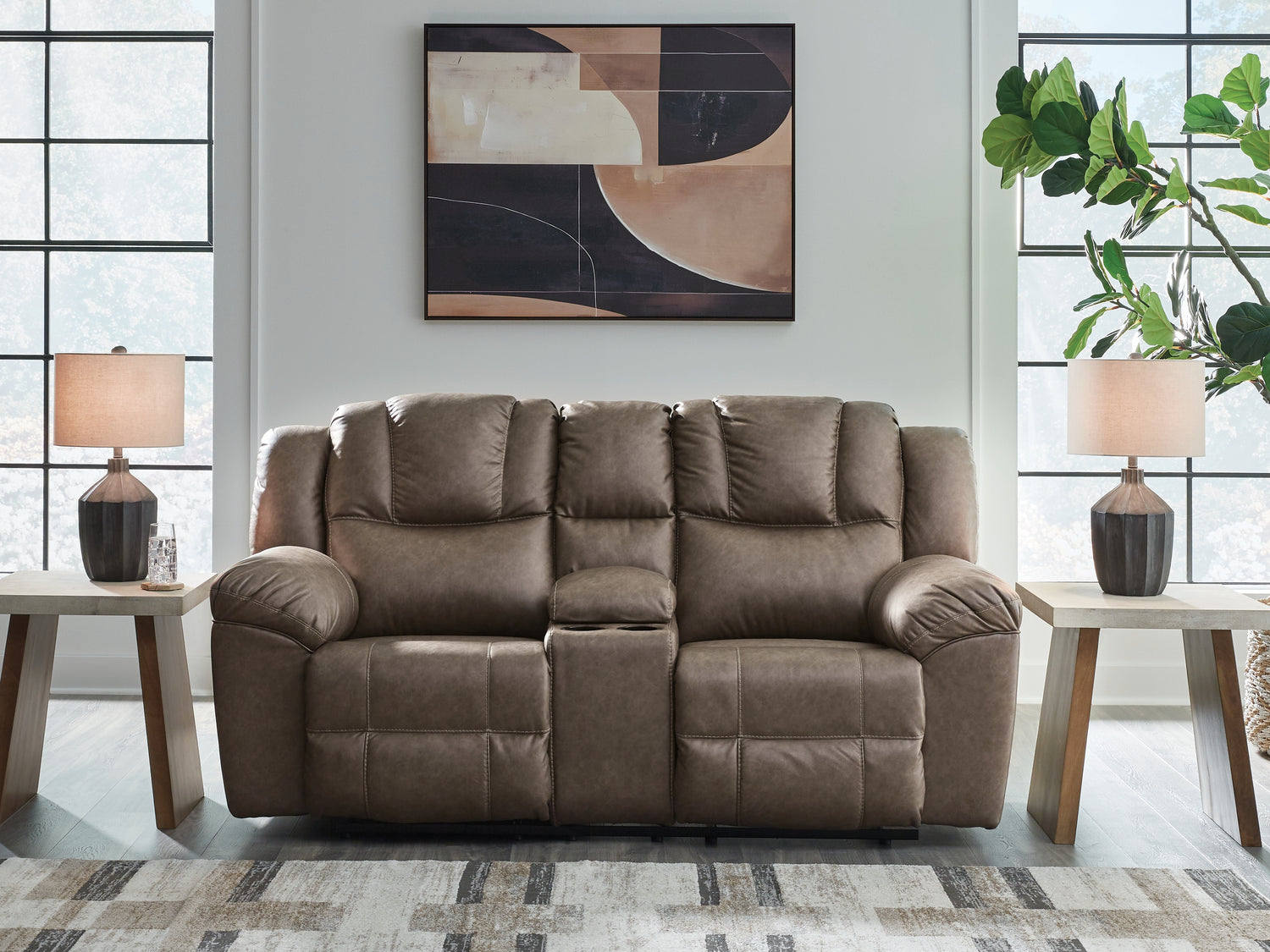 Lowilla Driftwood Reclining Loveseat with Console - PC6450694
