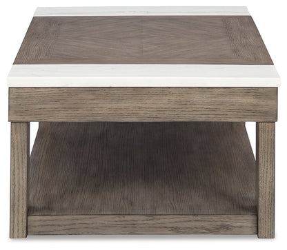 Loyaska Coffee Table with 2 End Tables in Grayish Brown/White - PKG018519