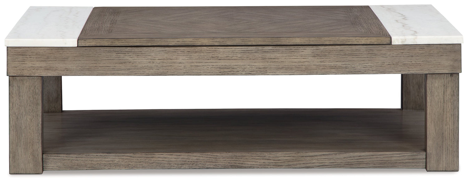 Loyaska Coffee Table with 2 End Tables in Grayish Brown/White - PKG018519