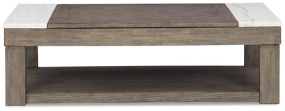 Loyaska Coffee Table with 2 End Tables in Grayish Brown/White - PKG018519