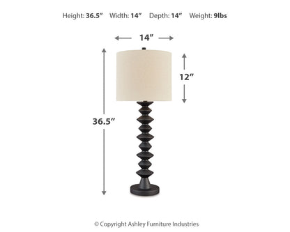 Luanndon 2-Piece Table Lamp Set in Black - PKG019350