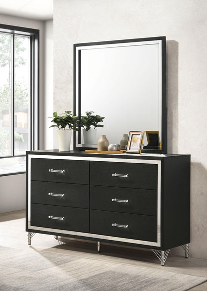 Lucia 6-drawer Dresser and Mirror Black - 224993M