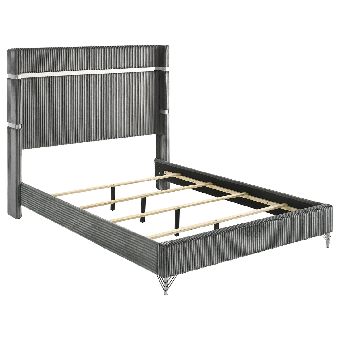 Lucia 61-inch Upholstered Queen Panel Bed Grey - 224991Q