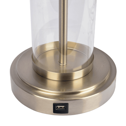 Luna Brushed Nickel Table Lamp with On/Off Switch Clear Glass Body  Metal Base - TBL03700801