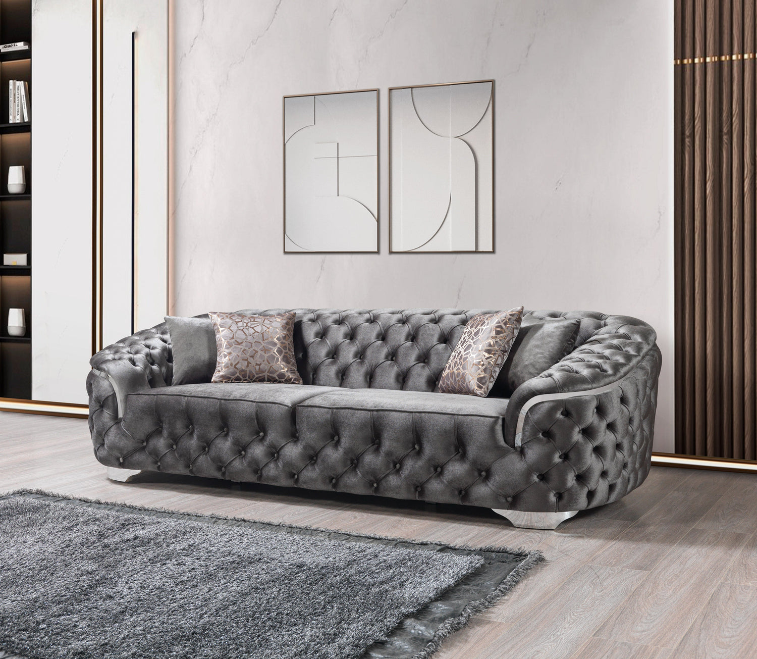 Lupino Gray Velvet Sofa &amp; Loveseat - LUPINOGRAY-SL