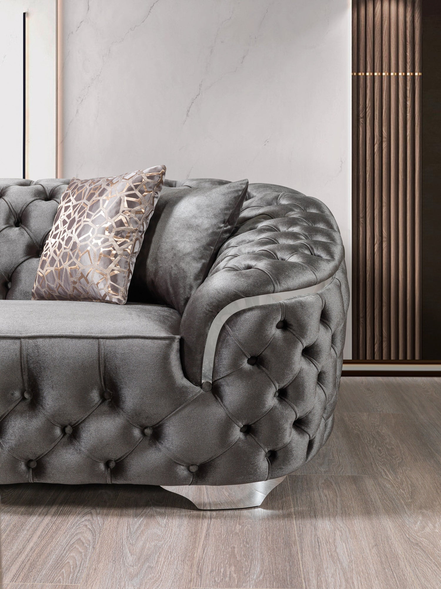 Lupino Gray Velvet Sofa &amp; Loveseat - LUPINOGRAY-SL