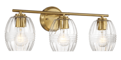 Luster Three Lights Vanity With Clear Glass for Bathrooms above Mirror  Wall Lamp - Satin Brass - WLL03900401