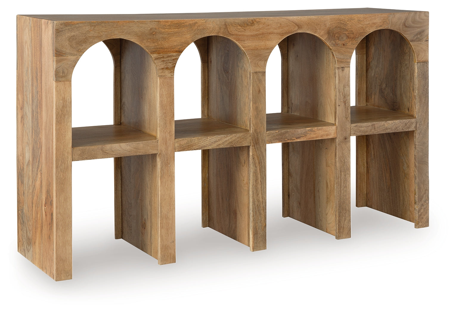 Luzmanacy Natural Brown Console Sofa Table - A4000664