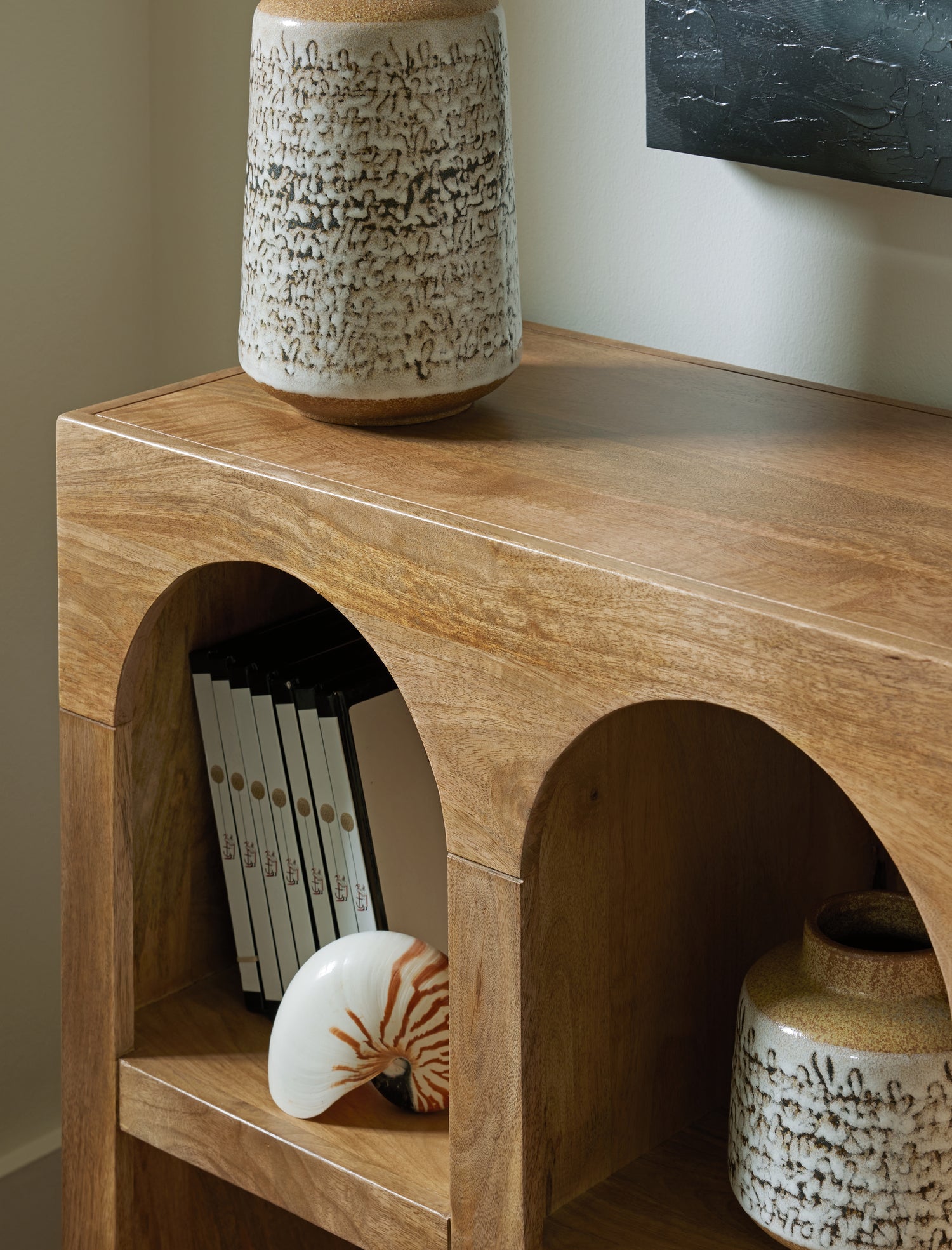Luzmanacy Natural Brown Console Sofa Table - A4000664
