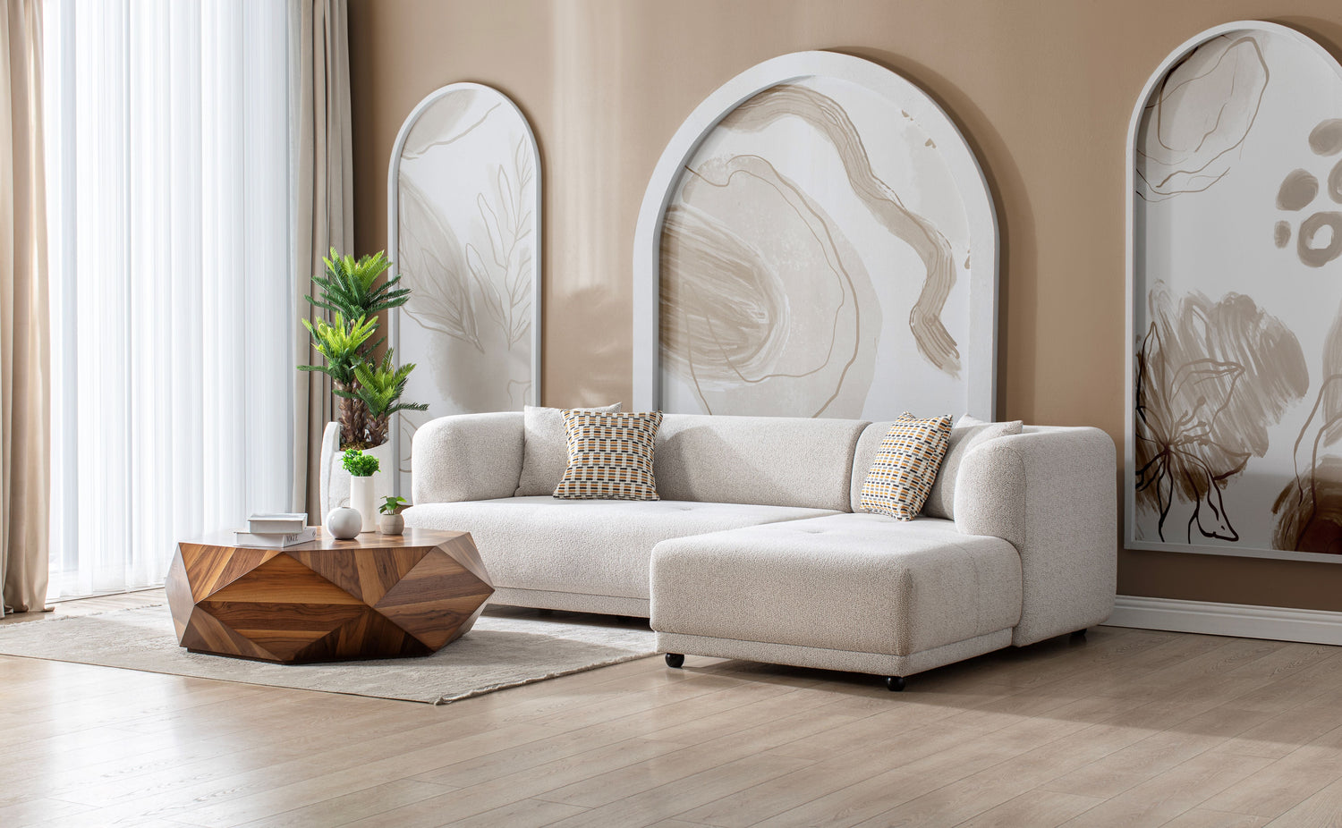 Lyna Ivory 2 Pc RAF Sectional - LYNAIV-2PC