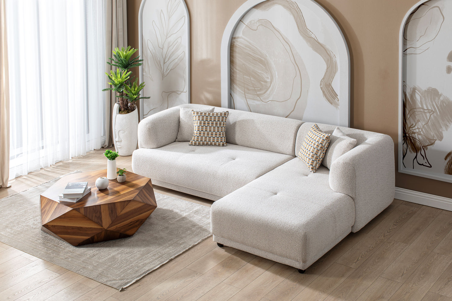 Lyna Ivory 2 Pc RAF Sectional - LYNAIV-2PC