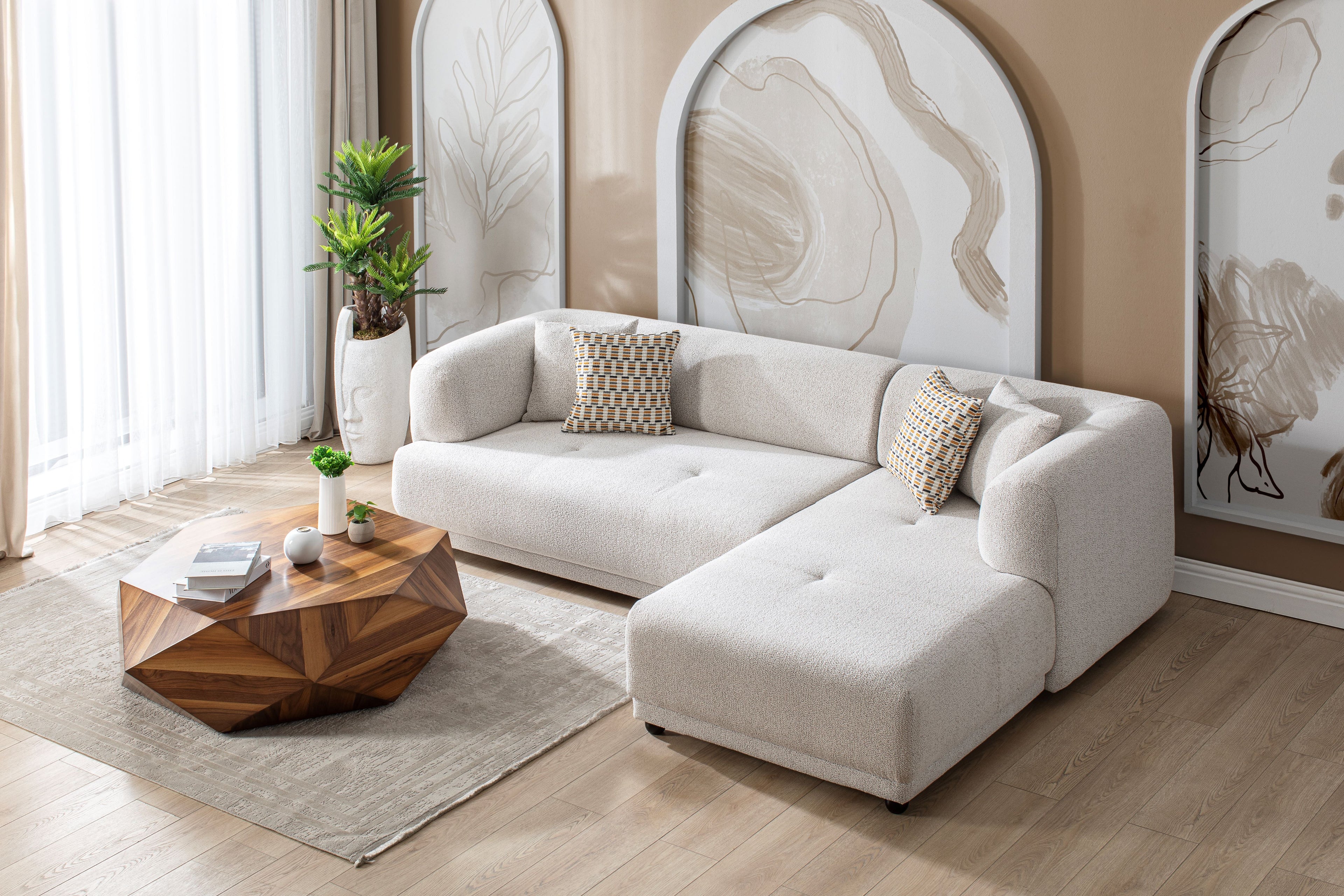 Lyna Ivory 2 Pc RAF Sectional - LYNAIV-2PC