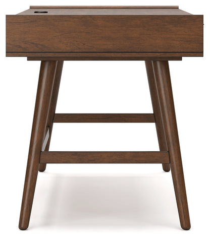 Lyncott Home Office Desk with Chair and Storage in Brown - PKG018521