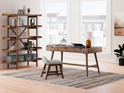 Lyncott Home Office Desk with Chair and Storage in Brown - PKG018521