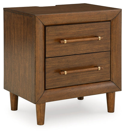 Lyncott King Upholstered Bed with Mirrored Dresser and 2 Nightstands in Brown from Ashley - Luna Furniture