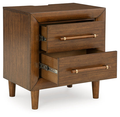 Lyncott King Upholstered Bed with Mirrored Dresser and 2 Nightstands in Brown from Ashley - Luna Furniture