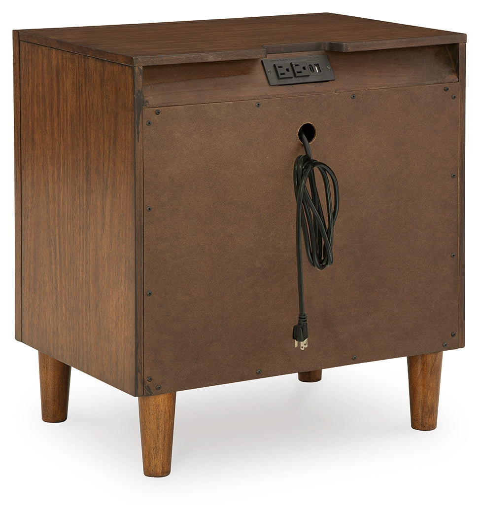 Lyncott King Upholstered Bed with Mirrored Dresser and 2 Nightstands in Brown from Ashley - Luna Furniture
