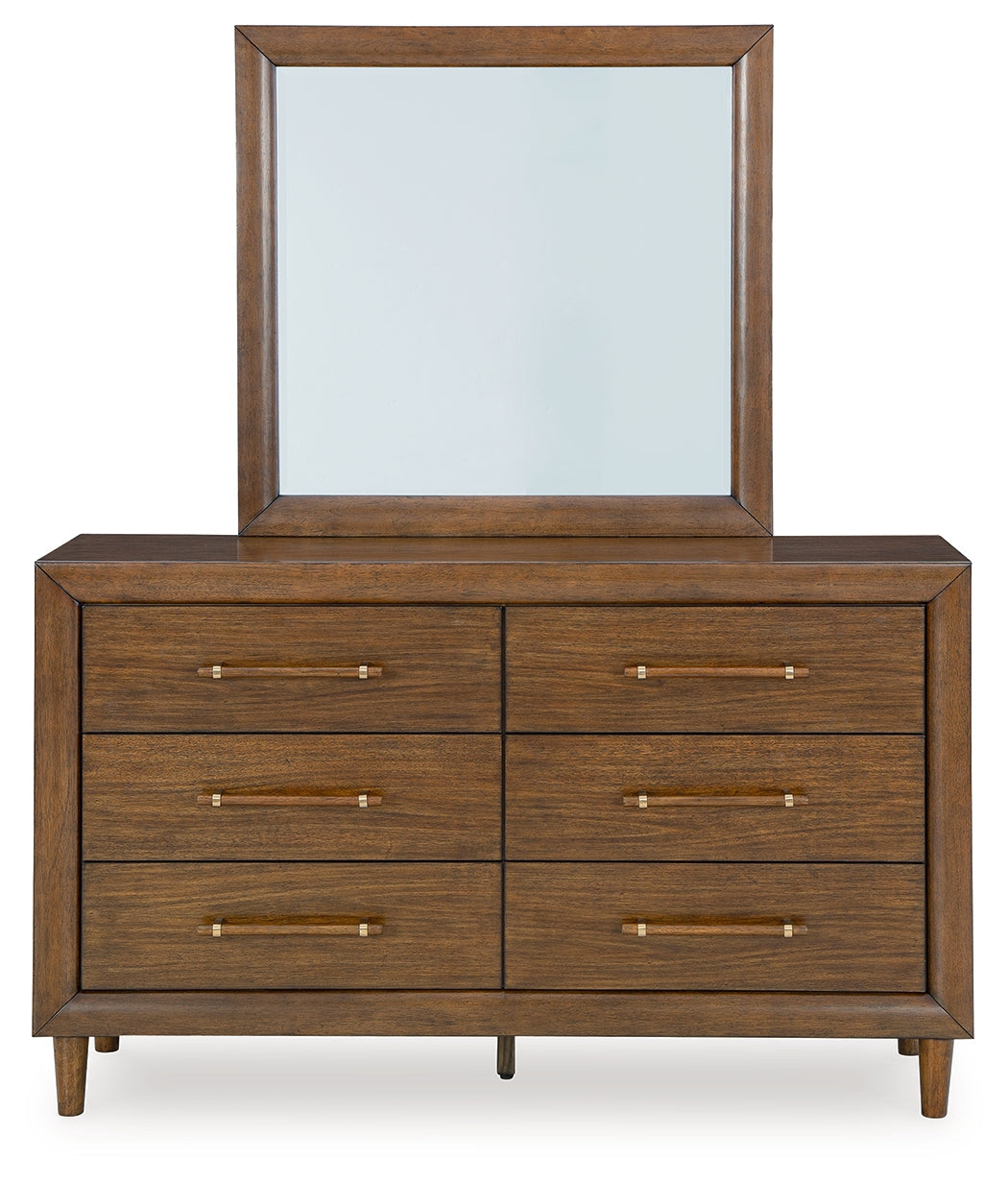 Lyncott King Upholstered Bed with Mirrored Dresser and Chest in Brown from Ashley - Luna Furniture