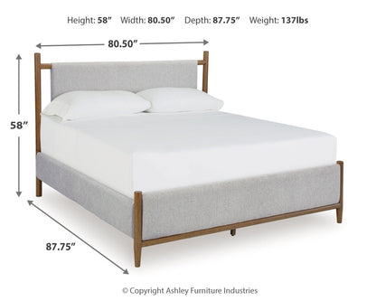 Lyncott King Upholstered Bed with Mirrored Dresser and Chest in Brown from Ashley - Luna Furniture