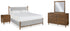 Lyncott King Upholstered Bed with Mirrored Dresser and Nightstand in Brown - PKG018768
