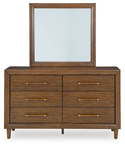 Lyncott King Upholstered Bed with Mirrored Dresser, Chest and Nightstand in Brown from Ashley - Luna Furniture