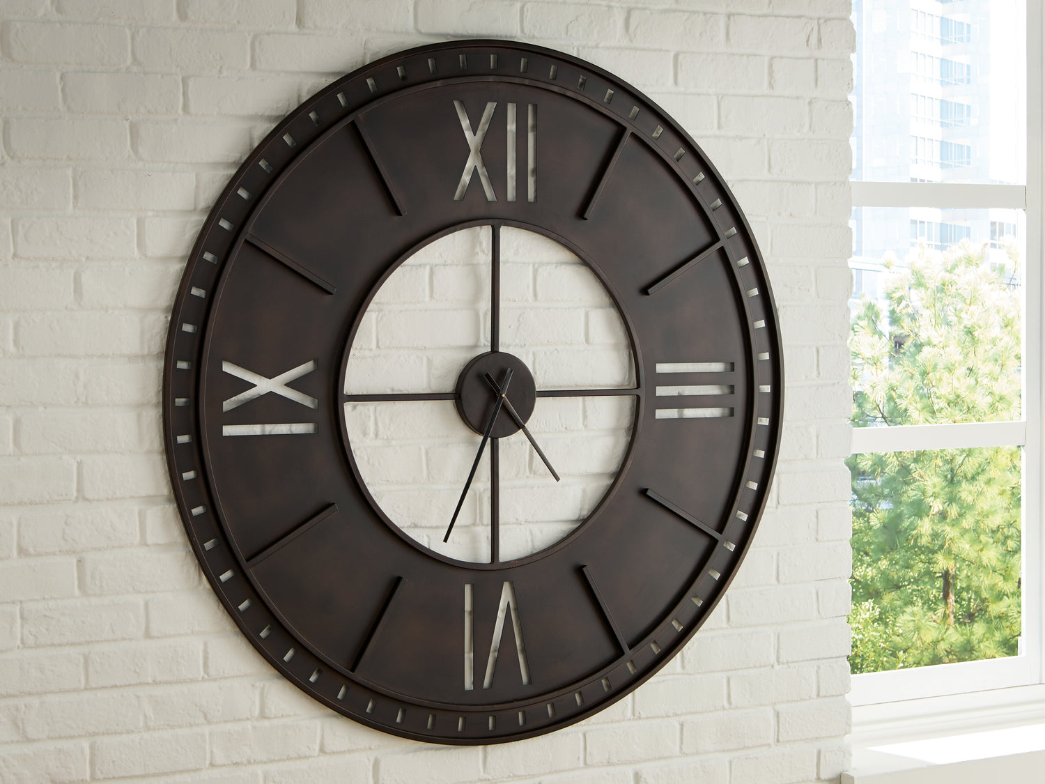 Lytle Antique Brown Wall Clock - A8010453