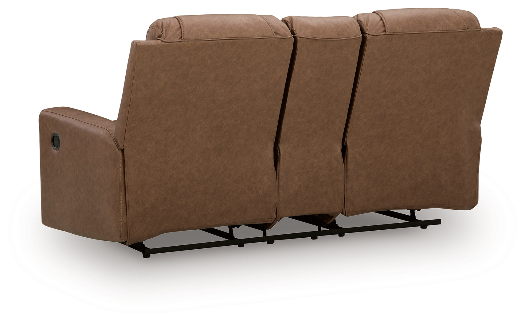 Mackmenville Caramel Reclining Loveseat with Console - 7471494