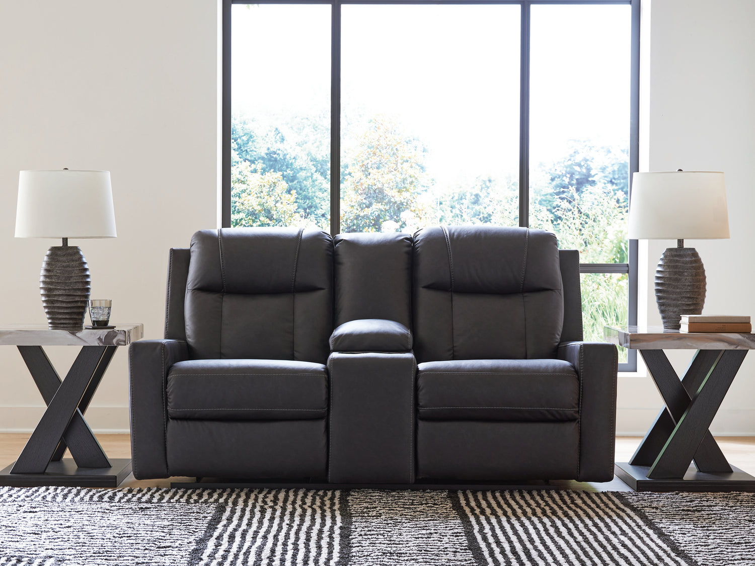 Mackmenville Carbon Reclining Loveseat with Console - 7471394