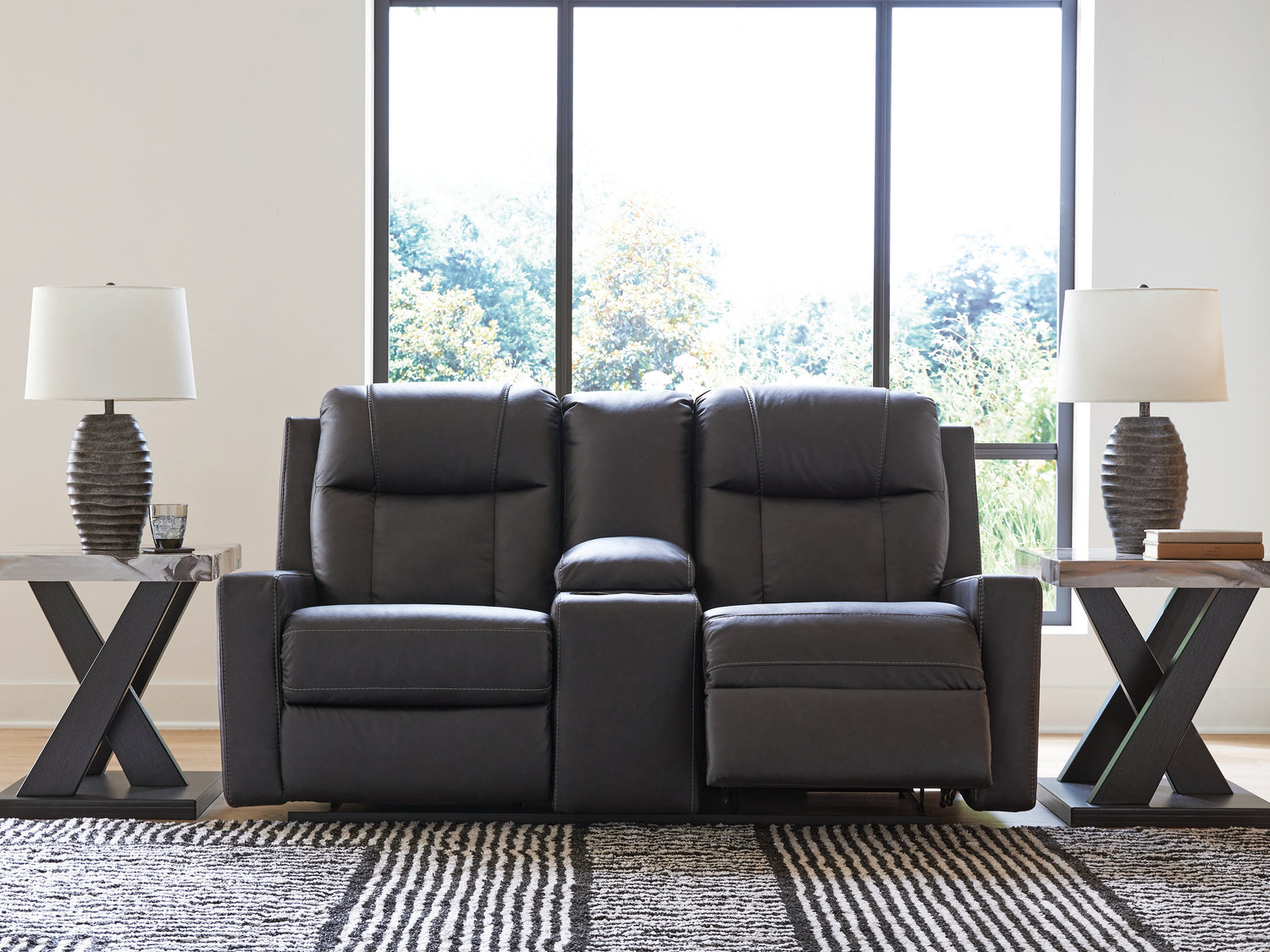 Mackmenville Carbon Reclining Loveseat with Console - 7471394