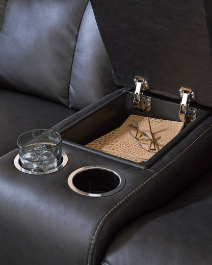 Mackmenville Carbon Reclining Loveseat with Console - 7471394