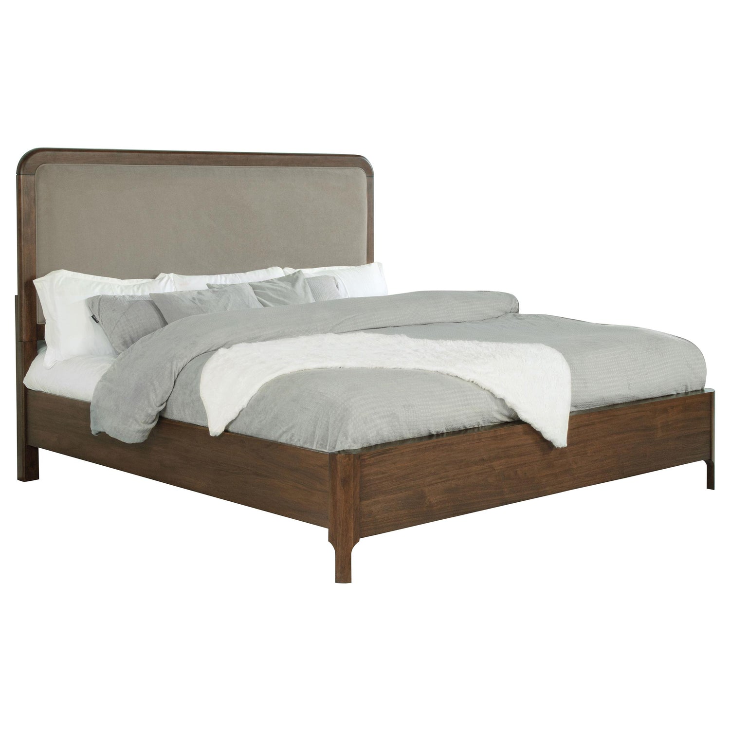 Maderia 57-inch Upholstered California King Panel Bed Walnut - 223321KW