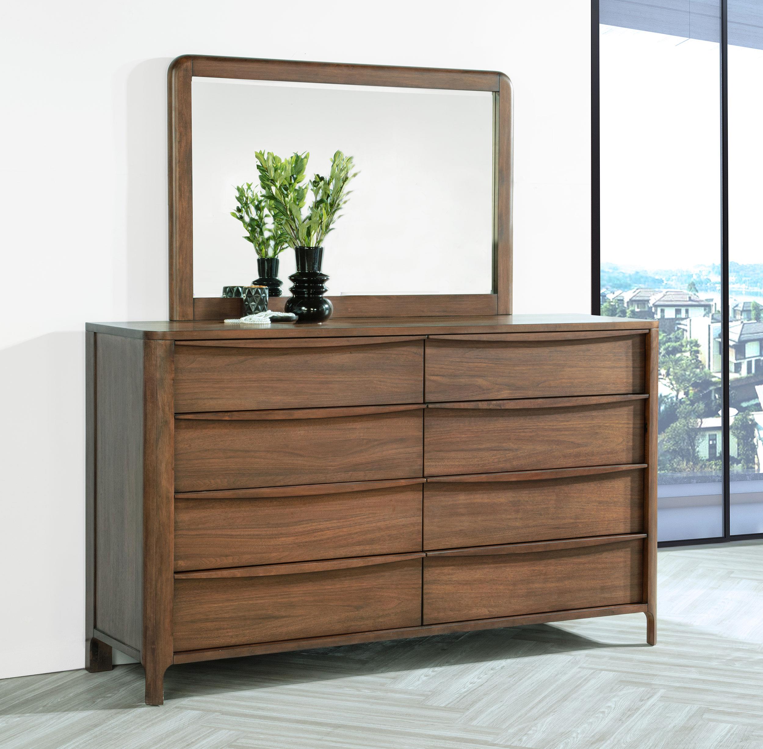Maderia 8-drawer Dresser and Mirror Walnut - 223323M