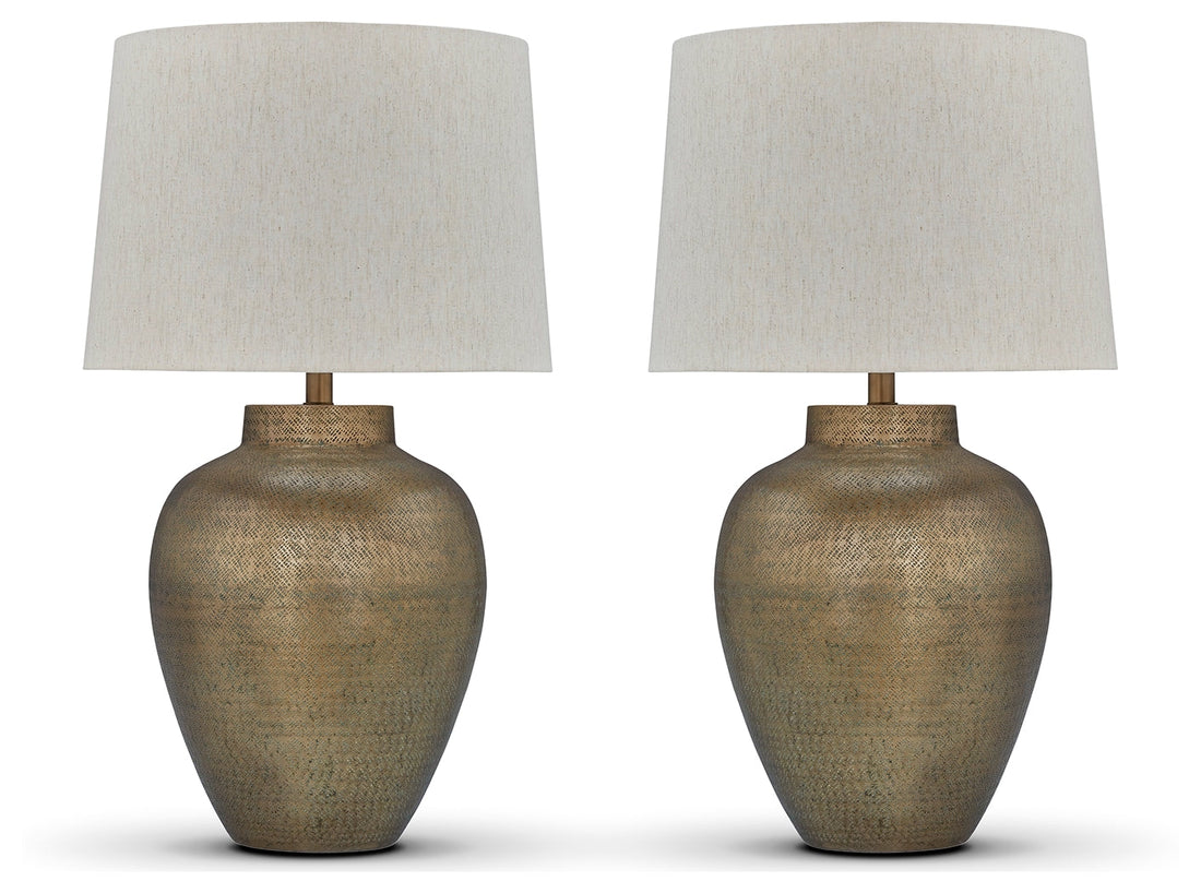 Madney 2-Piece Table Lamp Set in Antique Gold Finish - PKG019348