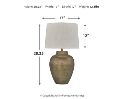Madney 2-Piece Table Lamp Set in Antique Gold Finish - PKG019348