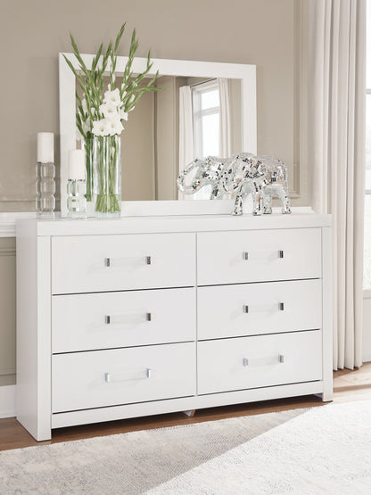 Maeling White Dresser and Mirror - PCB1119B1