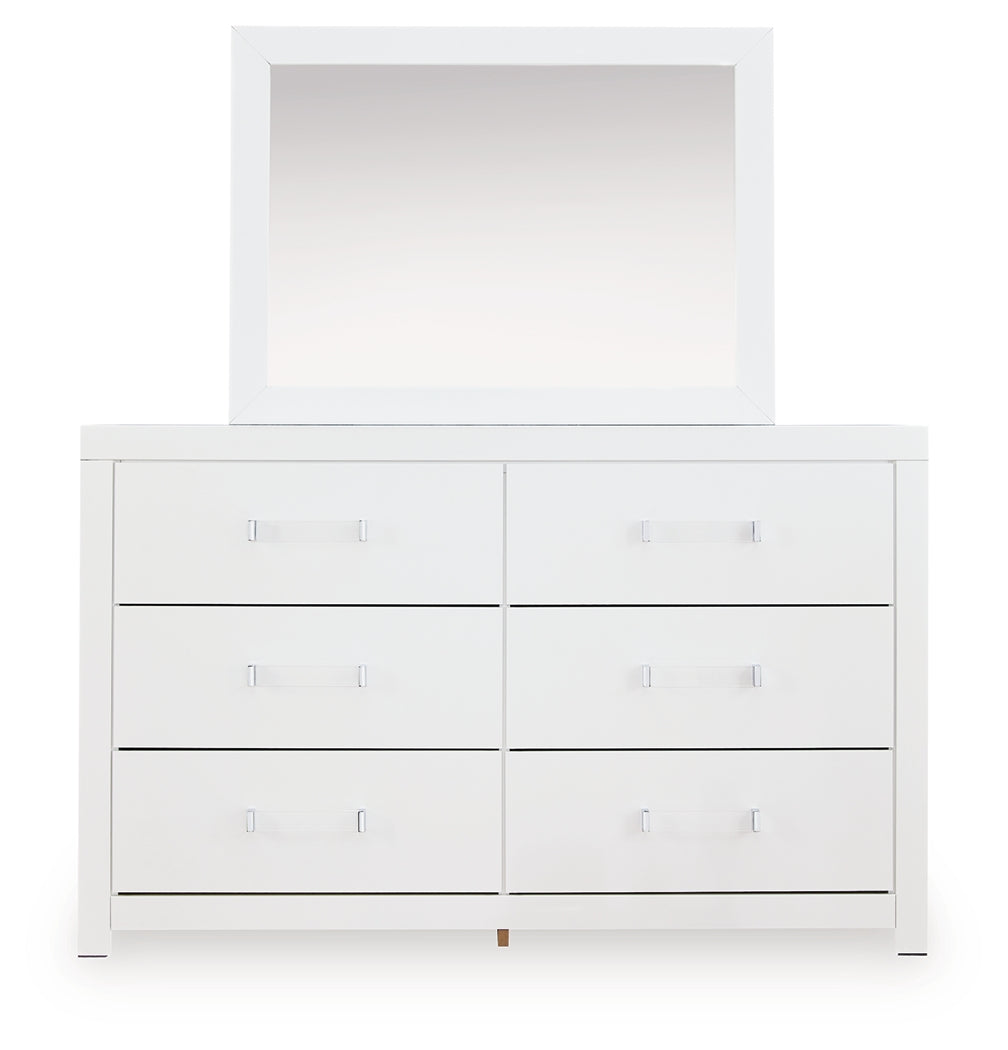 Maeling White Dresser and Mirror - PCB1119B1