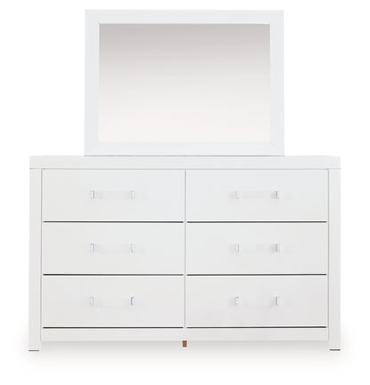 Maeling White Dresser and Mirror - PCB1119B1