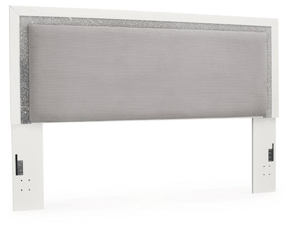 Maeling White/Gray King Upholstered Panel Headboard - PCB1119-58