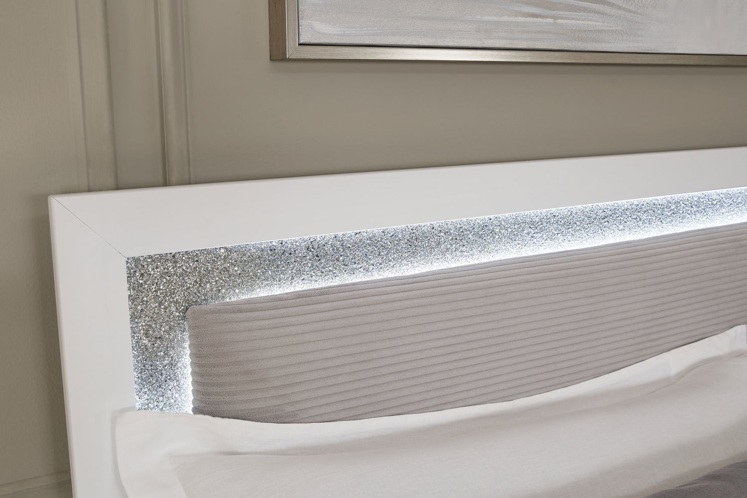 Maeling White/Gray King Upholstered Panel Headboard - PCB1119-58