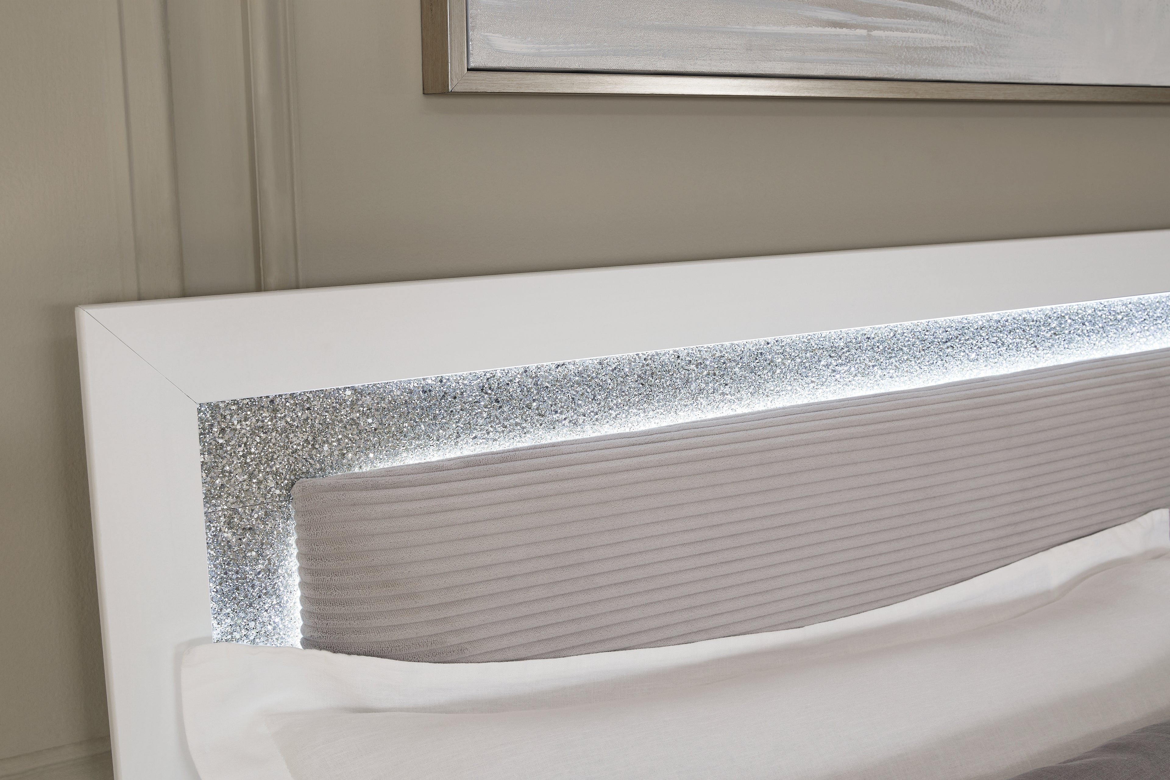 Maeling White/Gray King Upholstered Panel Headboard - PCB1119-58