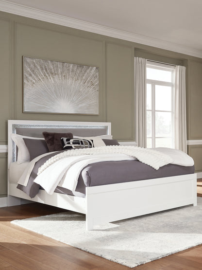 Maeling White King Upholstered Panel Bed - PCB1119B4