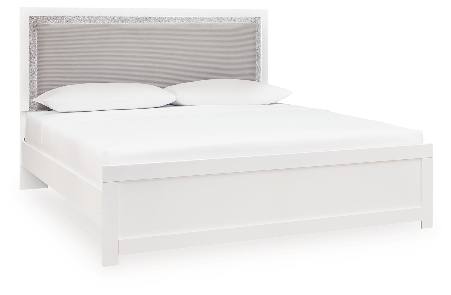 Maeling White King Upholstered Panel Bed - PCB1119B4