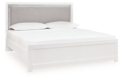 Maeling White King Upholstered Panel Bed - PCB1119B4