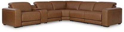 Magic Man Caramel 6-Piece Power Reclining Sectional with Console - PCU10700S14