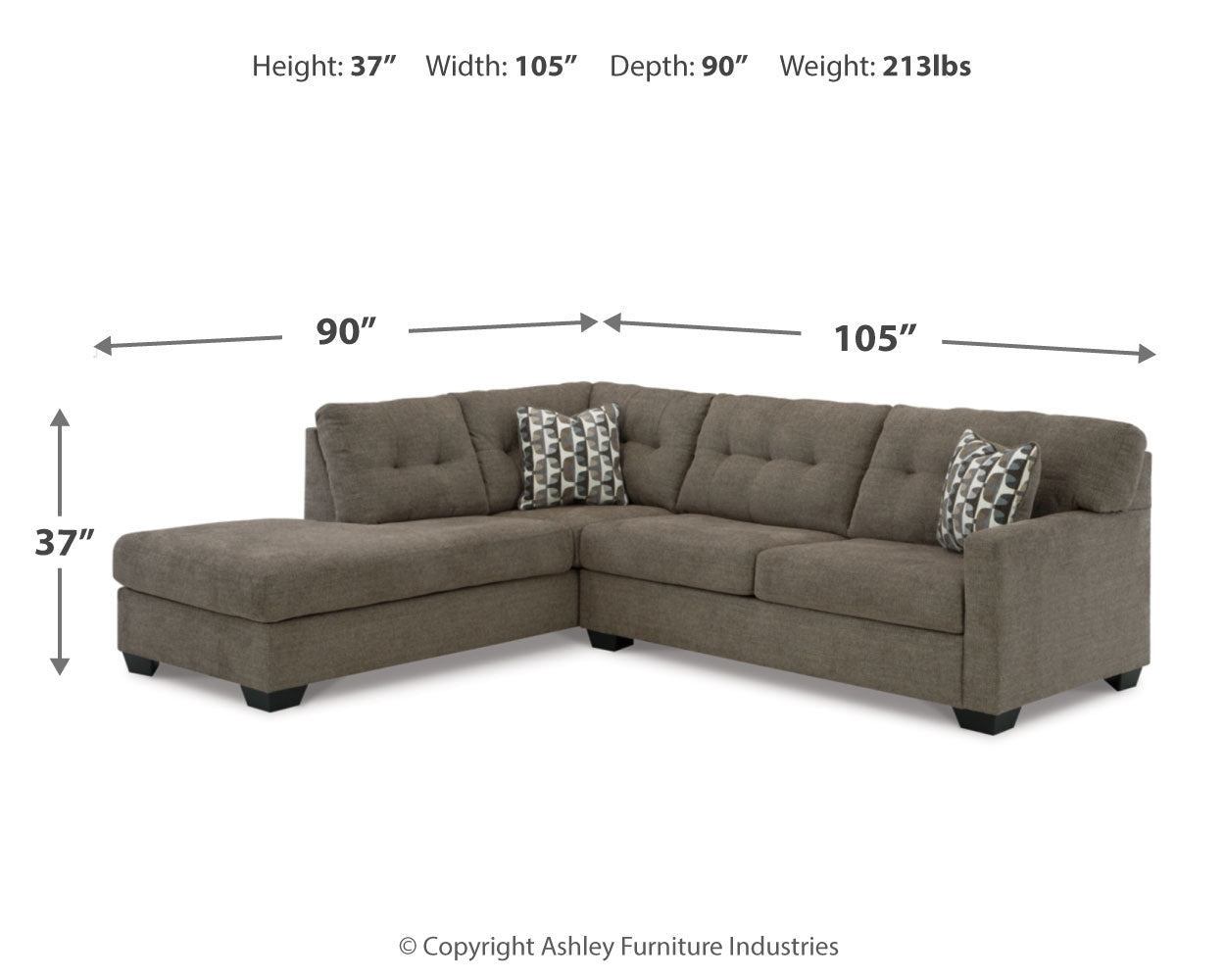 Mahoney 2-Piece Sectional with Ottoman in Chocolate from Ashley - Luna Furniture