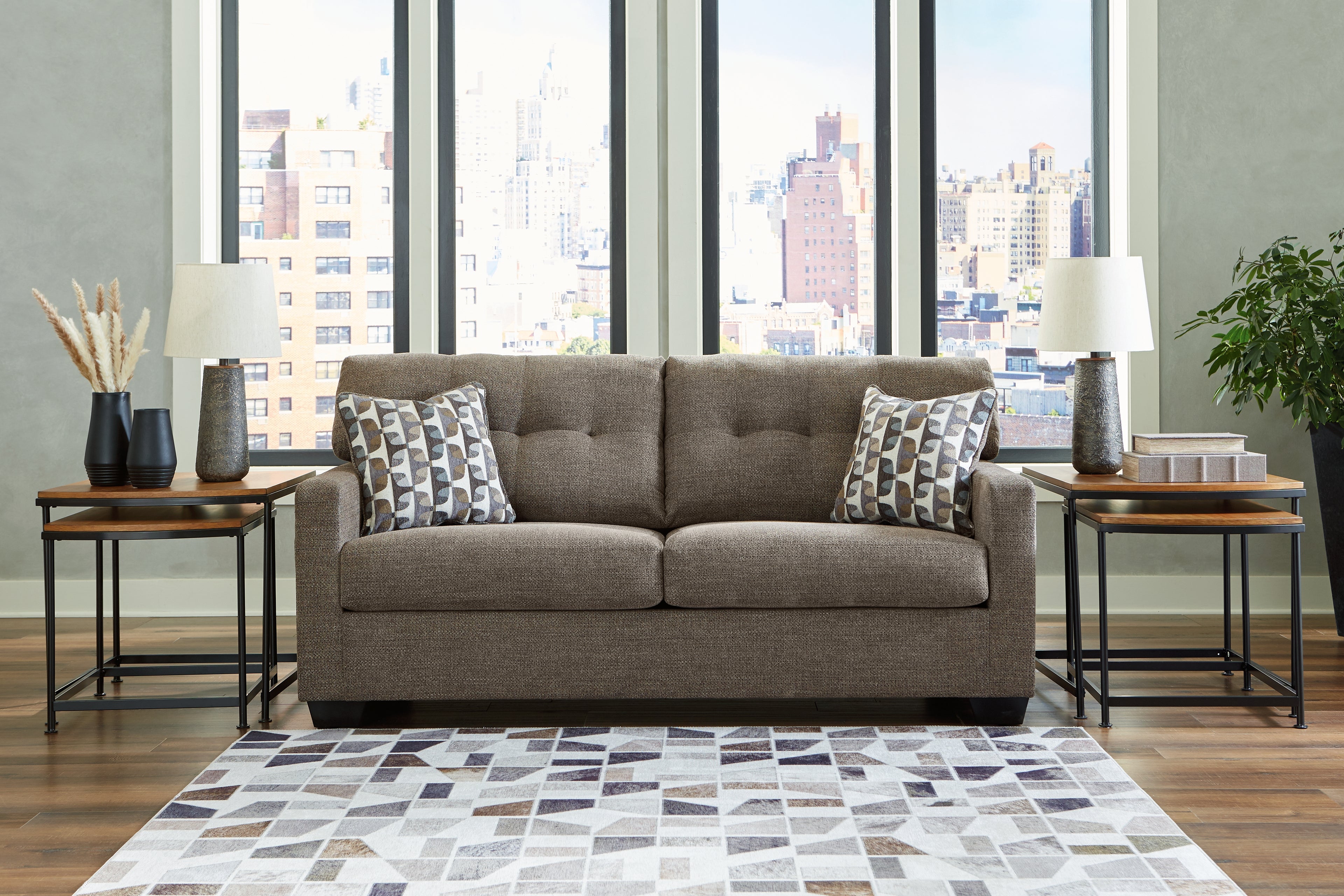 Mahoney Chocolate Full Sofa Sleeper and Chaise - 31005U3