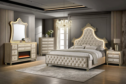 Majesty2 Beige 4PC or 5PC Set - Queen, King *5pc King - Majesty2 Beige Bedroom Set 5pc King