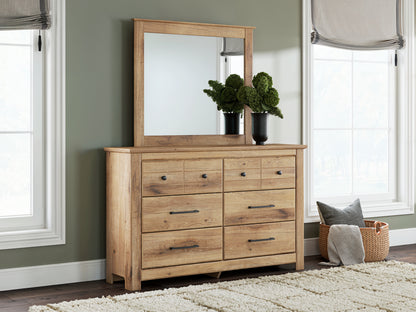 Makidern Tan Dresser and Mirror - PCB1170B1