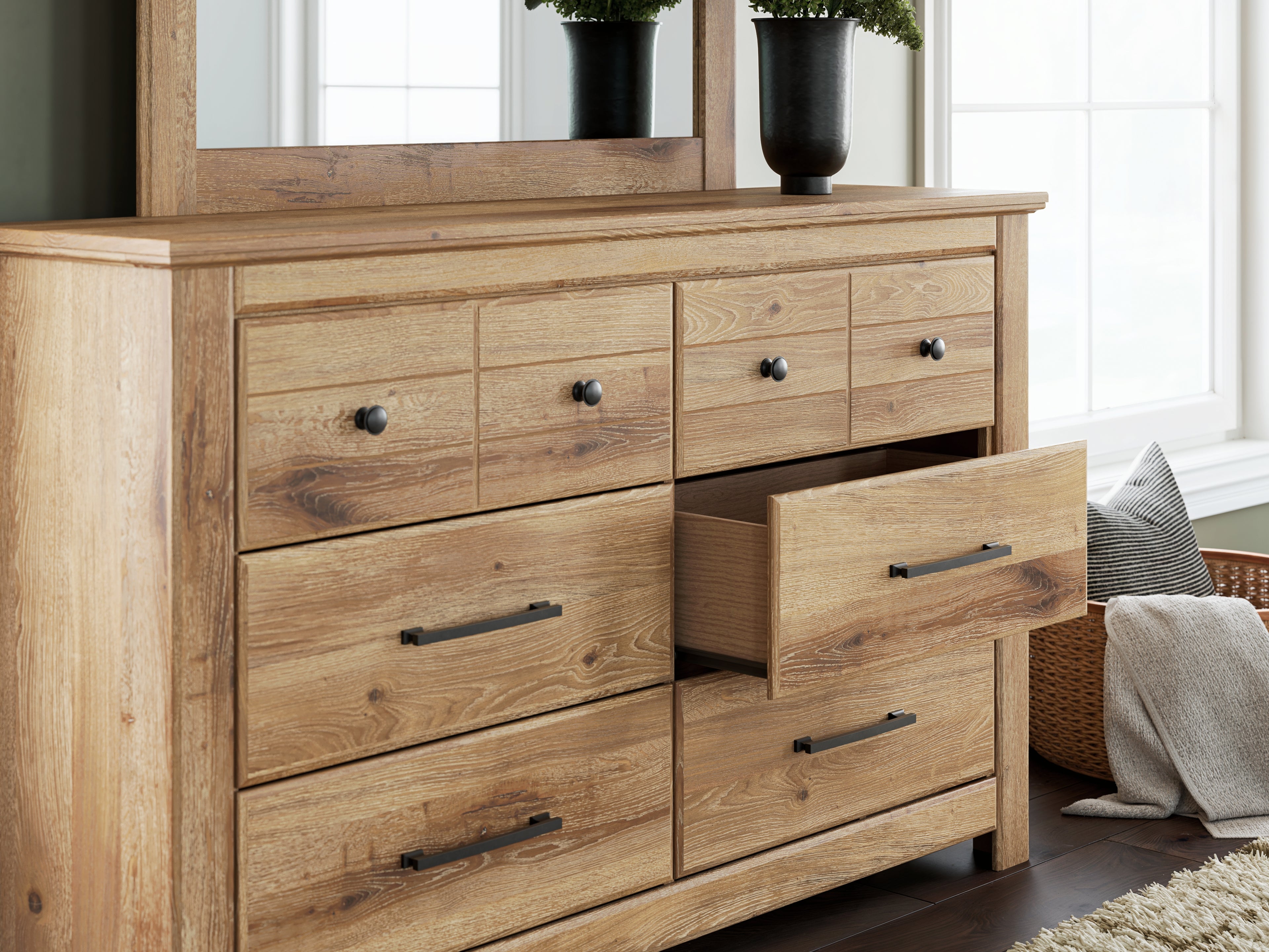 Makidern Tan Dresser and Mirror - PCB1170B1